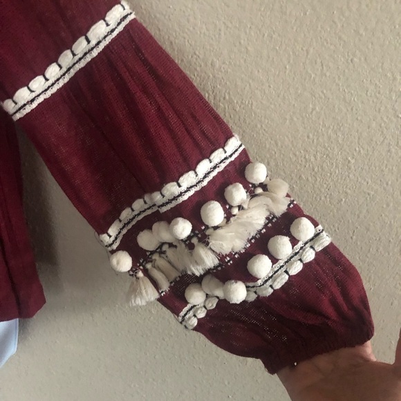 Vineet Bahl Anthropologie Nisha Boho Balloon Sleeves Peasant Top Size M - Picture 4 of 16